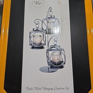 Silver Metal Lantern Set